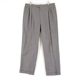 Zanella Wool‎ Gray Dress Pants 36/31 High Rise Pleated Cuffed Lined Partially